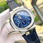 PATEK PHILIPPE Watch Leather Strap Nautilus 5740  Annual Calendar Dial Blue 